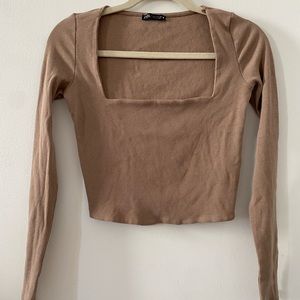 Zara brown square neck top